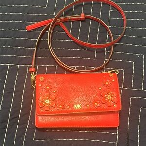 Michael Kors Bright Red Floral Crossbody Bag